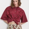 Baumwollbluse mit Lochstickerei