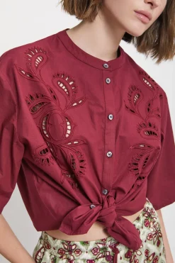Baumwollbluse mit Lochstickerei
