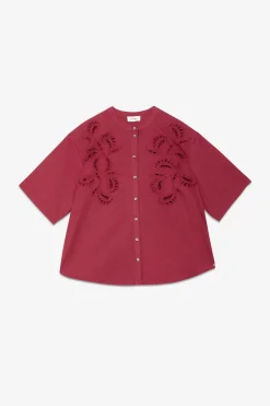 Baumwollbluse mit Lochstickerei