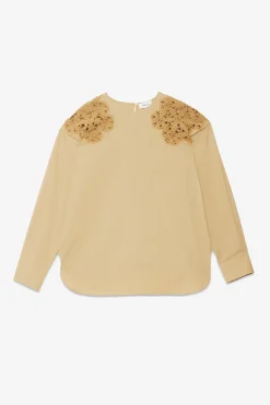 Baumwollshirt mit Häkelapplikation