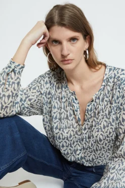 Bedruckte Baumwollbluse