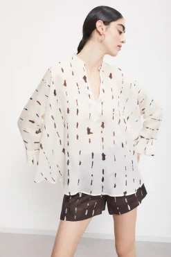 Bedruckte Bluse mit Volant