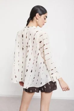 Bedruckte Bluse mit Volant