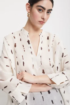 Bedruckte Bluse mit Volant