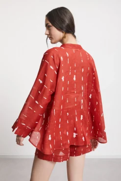 Bedruckte Bluse mit Volant