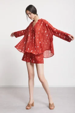 Bedruckte Bluse mit Volant