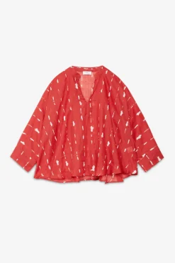 Bedruckte Bluse mit Volant