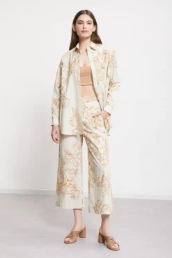 Bedruckte Popelinehose im Culotte-Stil