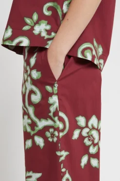 Bedruckte Popelinehose im Culotte-Stil