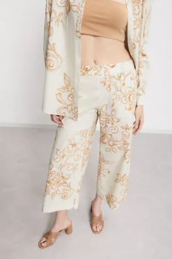Bedruckte Popelinehose im Culotte-Stil