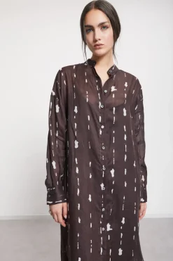 Bedrucktes Midikleid mit Stehkragen