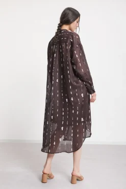 Bedrucktes Midikleid mit Stehkragen
