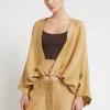 Cardigan aus satiniertem Leinen