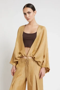 Cardigan aus satiniertem Leinen