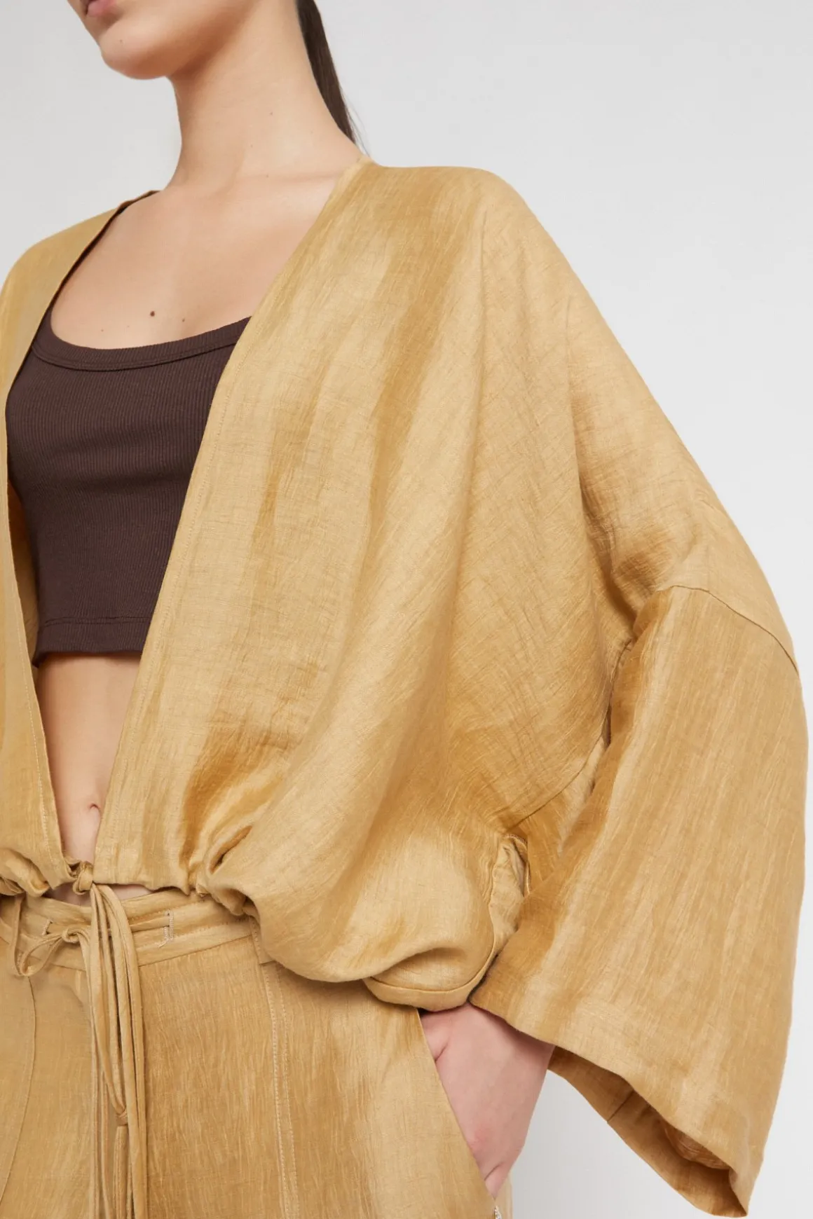 Cardigan aus satiniertem Leinen