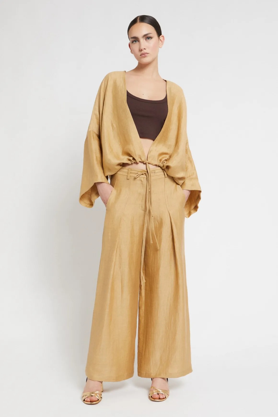 Cardigan aus satiniertem Leinen