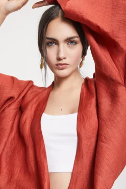 Cardigan aus satiniertem Leinen
