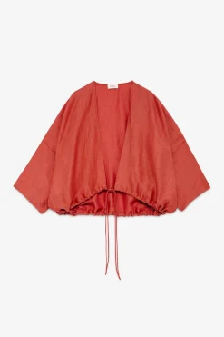 Cardigan aus satiniertem Leinen