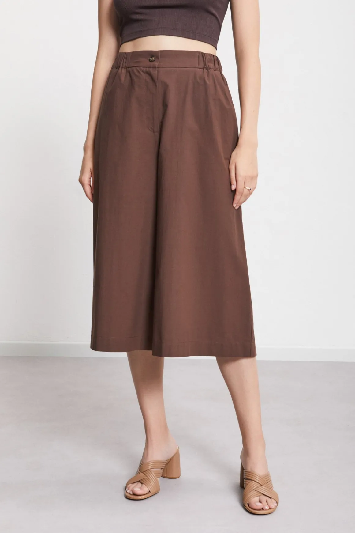 Cropped-Hose aus Popeline