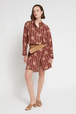 Gestreiftes Hemdblusenkleid aus Baumwollmusselin