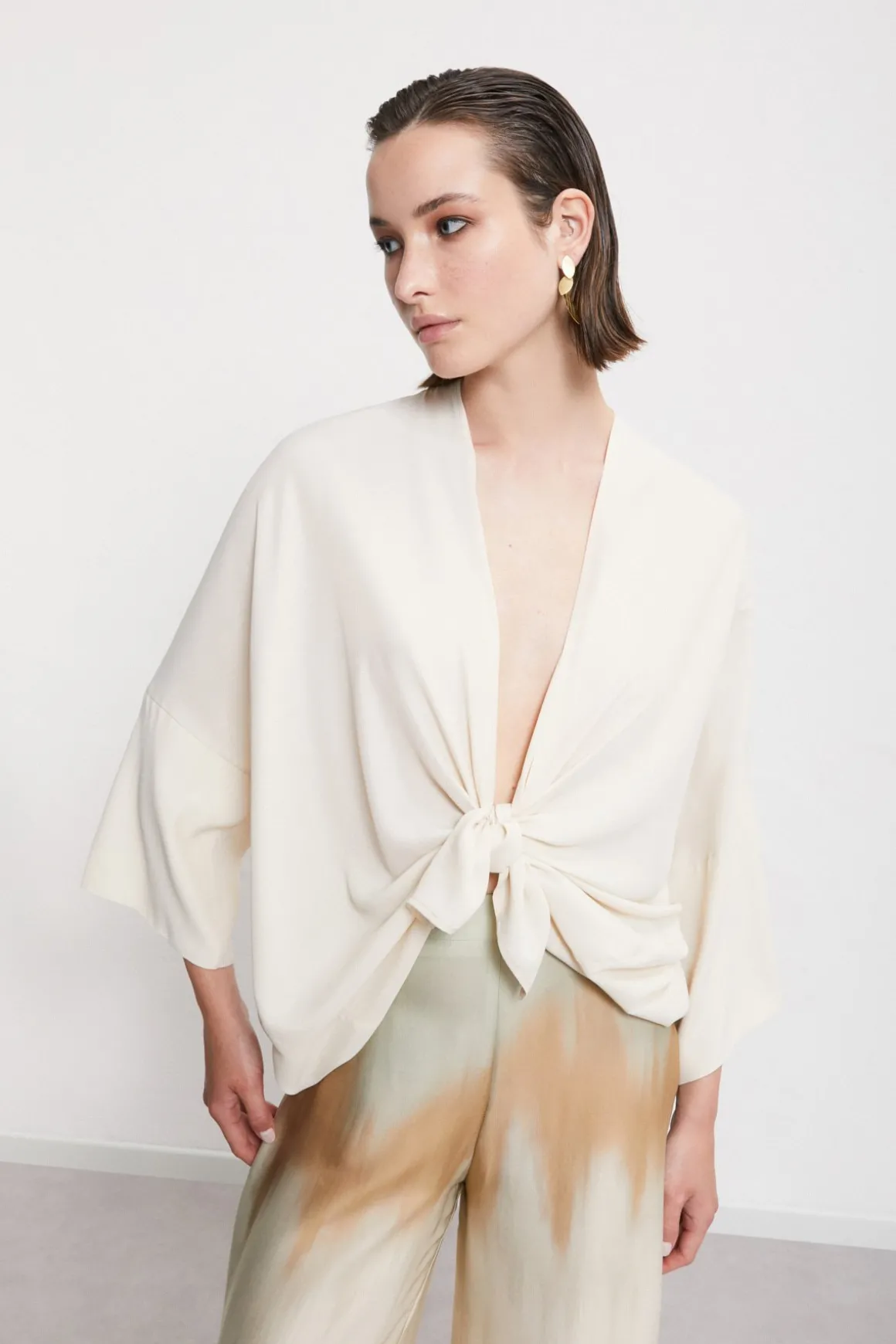 Jacke im Kimono-Stil aus Seidenmischgewebe