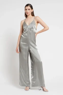 Jumpsuit aus Viskose und Leinen
