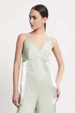 Jumpsuit aus Viskose und Leinen