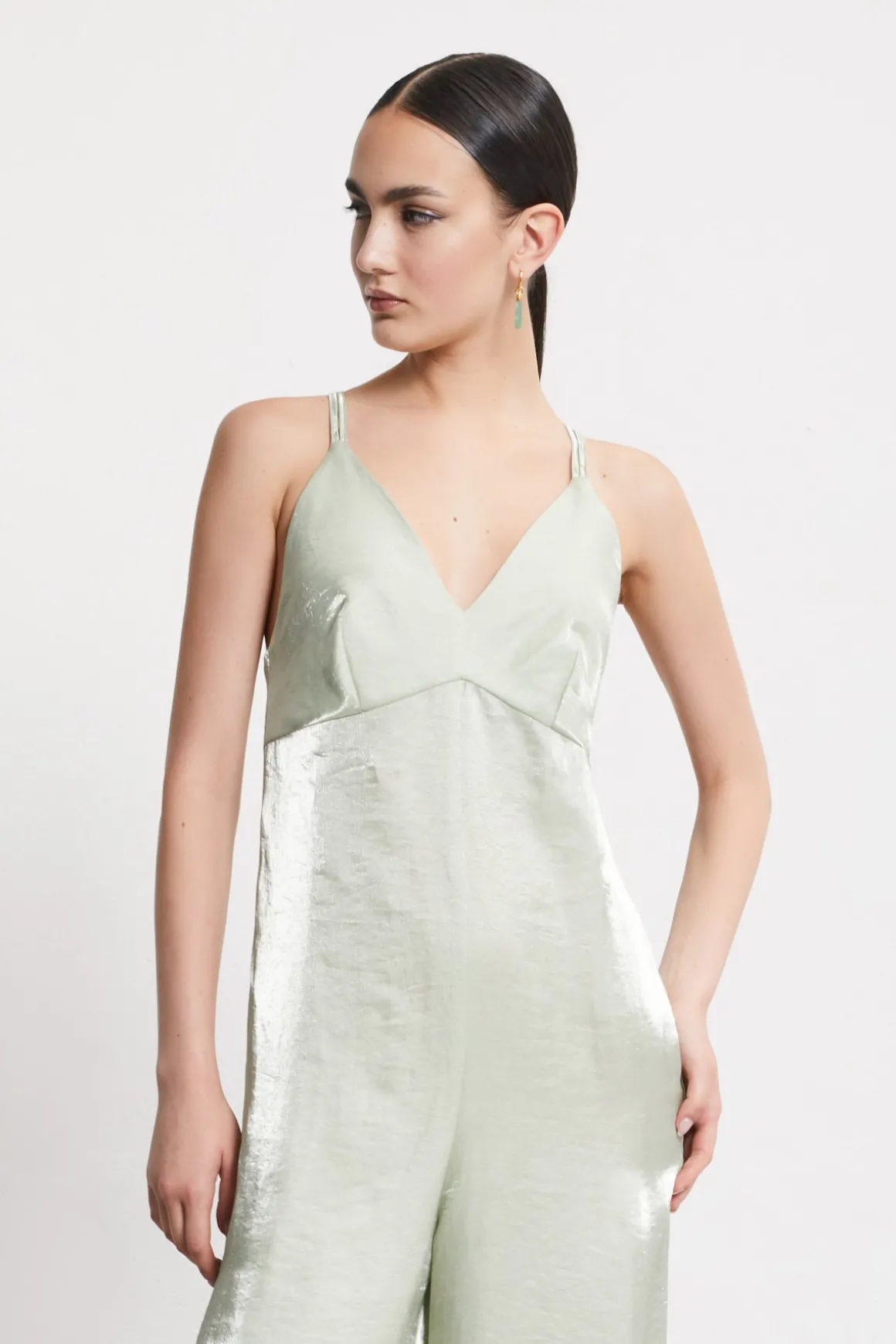 Jumpsuit aus Viskose und Leinen