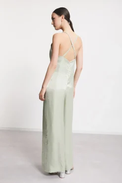 Jumpsuit aus Viskose und Leinen
