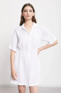 Kurzes Hemdblusenkleid aus Leinen