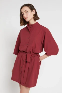 Kurzes Hemdblusenkleid aus Popeline
