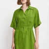 Kurzes Hemdblusenkleid aus Leinen