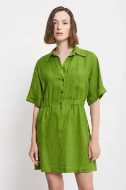 Kurzes Hemdblusenkleid aus Leinen