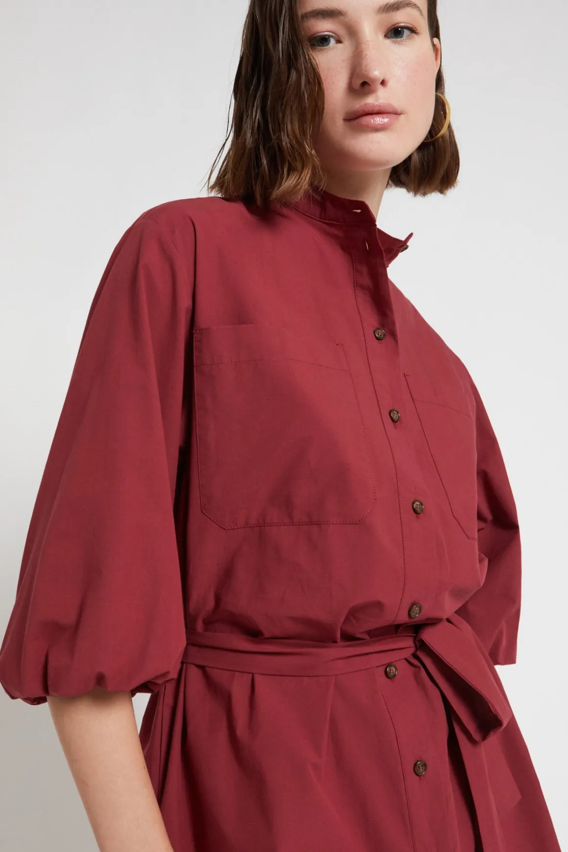 Kurzes Hemdblusenkleid aus Popeline