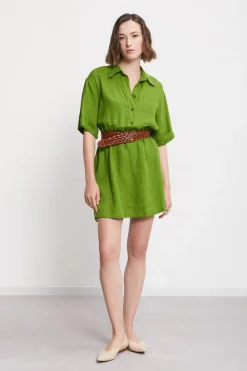 Kurzes Hemdblusenkleid aus Leinen