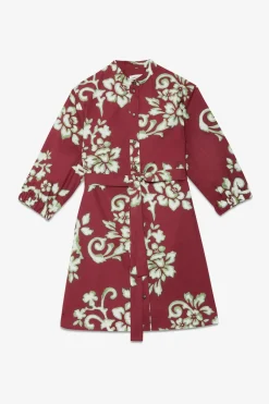 Kurzes Kleid aus bedrucktem Popeline mit passendem Stoffgürtel