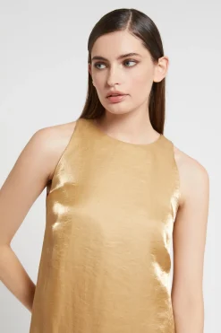 Kurzes Kleid aus Viskose und Leinen