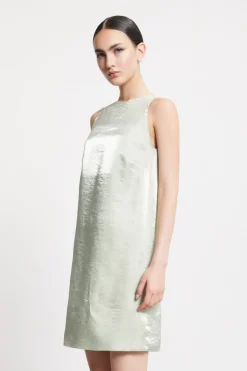 Kurzes Kleid aus Viskose und Leinen