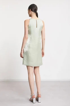 Kurzes Kleid aus Viskose und Leinen