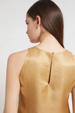 Kurzes Kleid aus Viskose und Leinen