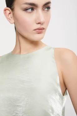 Kurzes Kleid aus Viskose und Leinen