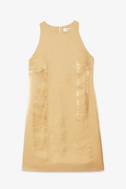 Kurzes Kleid aus Viskose und Leinen