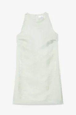 Kurzes Kleid aus Viskose und Leinen