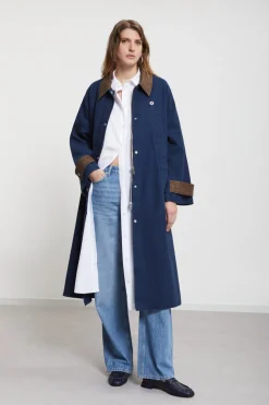 Langer Trenchcoat aus Baumwolle