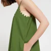 Langes Baumwollkleid mit Lochstickerei