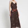 Langes bedrucktes Kleid mit Outcut