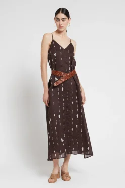 Langes bedrucktes Kleid mit Outcut