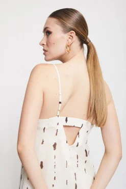 Langes bedrucktes Kleid mit Outcut