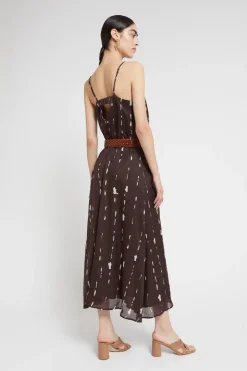 Langes bedrucktes Kleid mit Outcut