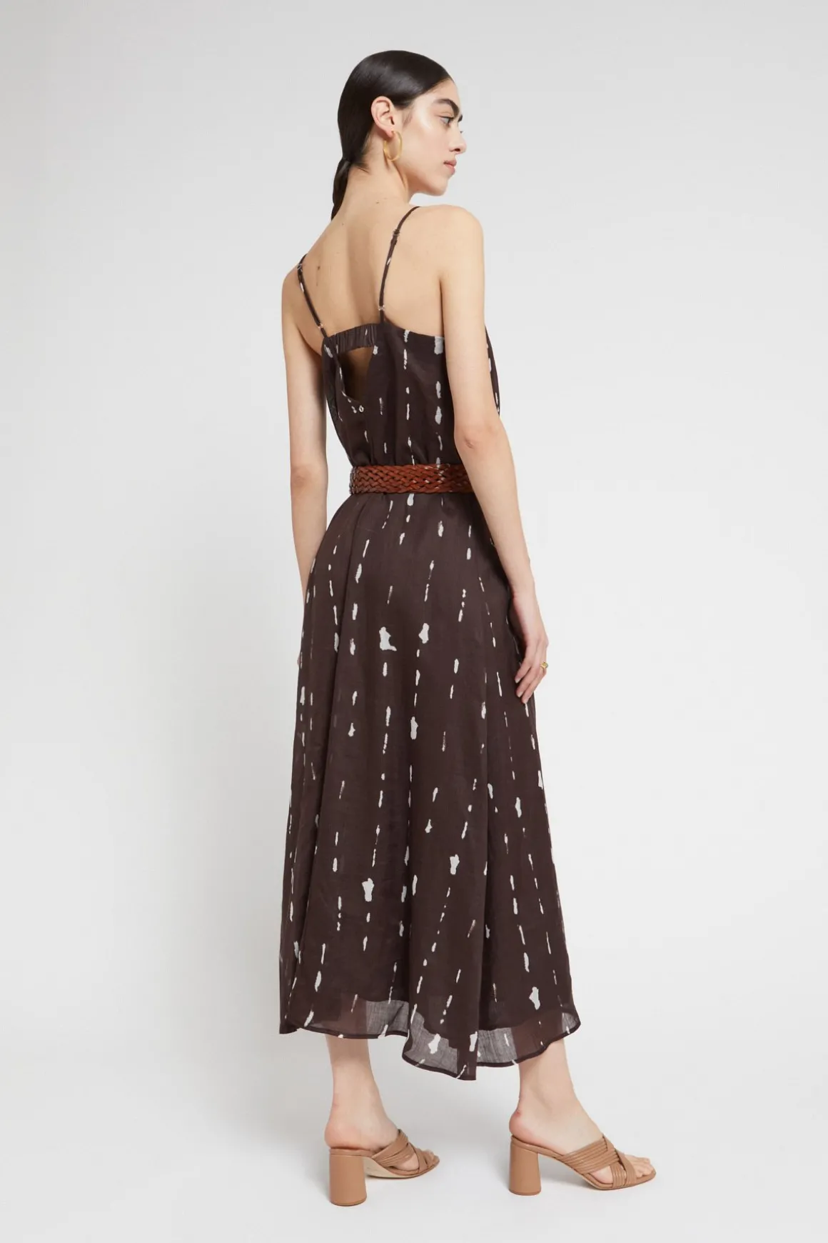 Langes bedrucktes Kleid mit Outcut